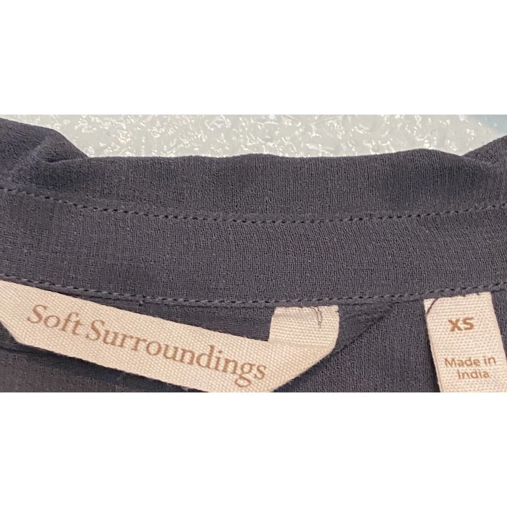 Soft Surroundings Ibiza maxi dress‎ Sz XS Slate Gray Embroidered Sheer Boho Chic